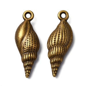 10 Pendants SHELL Spiral Shell - 24x8.5x4.5 mm BRONZE Shell Shell Pendants Shells