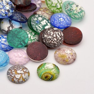 5 LAMPWORK silverfoil Cabochons aus Glas 20mm Farbmix Bild 1