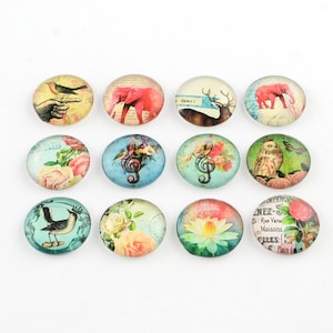 10 cabochons VERRE 12 mm LETTRES D'AMOUR