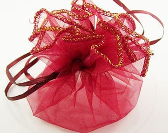 10 round organzasbags - 27 cm - red wine red