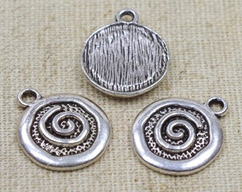 10 Anhänger - SPIRALE - 19x16mm - SILBER Schnecke