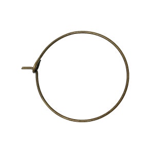 May include: A simple, round, gold-toned hoop earring with a small, hinged closure.