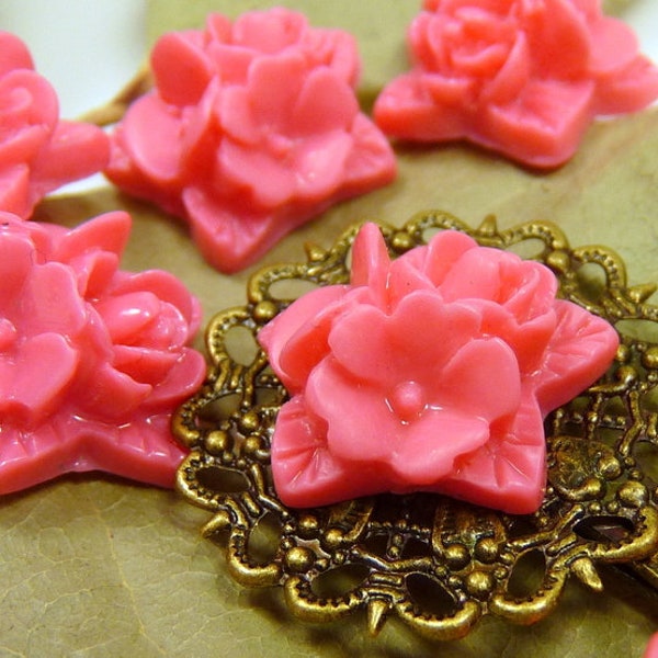 10 Cabochons BLUMEN pink coral 14mm Blumenbouquet