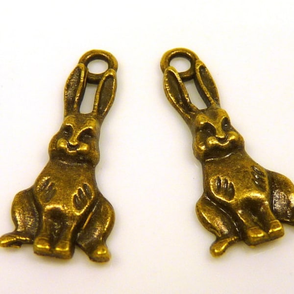 10 Anhänger Häschen  - BRONZE - 25x10mm - Hase, Hasenanhänger, Hasen