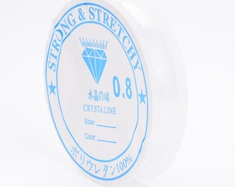 1 Rolle Gummiband - 0,8mm stark - transparent - crystal string, Band Kordel, klar, 7,5m, Stretchband