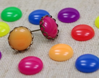 14 cabochons - 13 mm jelly colored pearls half pearls