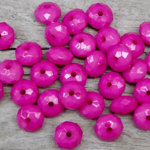 20 plastic beads, 10 x 7 mm - pink magenta rondelle
