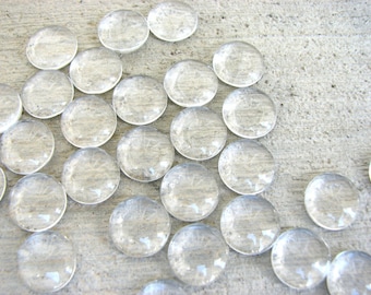 12 clair cabochons de verre - 12 mm - verre taillé