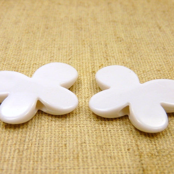 10 XL - SCHMETTERLINGE - 29 x 21 mm - white - beads, acrylic beads, butterfly beads