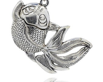 XL Fish pendant 70 x 46 mm Silver Fish Pendant