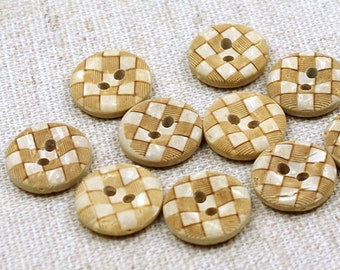 10 boutons de noix de coco - 13 mm - Plaid Checkerboard - Noix de coco