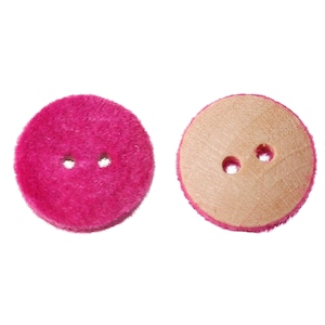 10 bottoni in legno vellutato - 12 mm - fucsia - velluto rosa