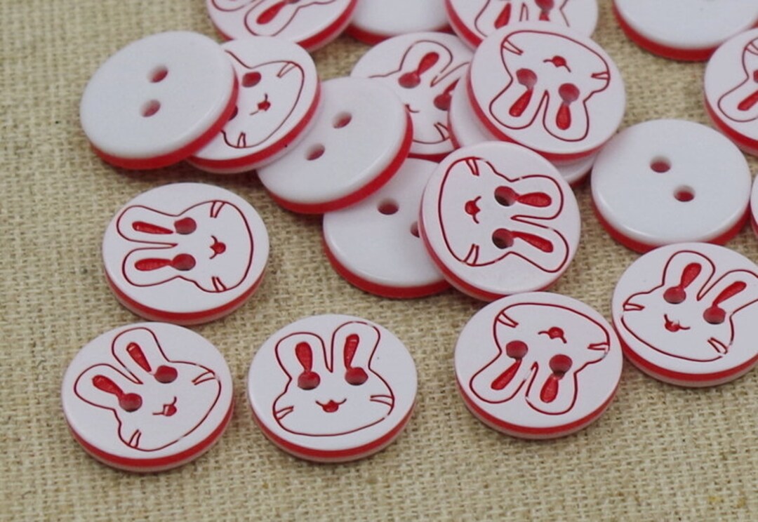 20 HASEN Buttons 12.5 Mm Rabbit Buttons, Red & White - Etsy