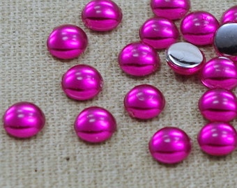 20 Cabochons  - 6mm - PINK MAGENTA - Kuppeln