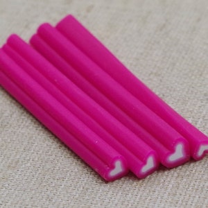 4 Polymer Clay Sticks HEART pink nail art pattern image 1