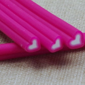 4 Polymer Clay Sticks HEART pink nail art pattern image 2