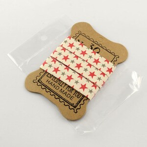 1,8 m (1,40EUR/1 m) Ruban coton VINTAGE - ÉTOILES - 16 mm - rouge