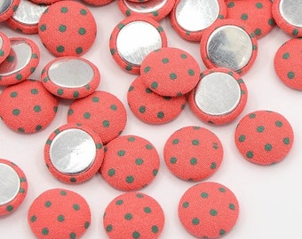 10 STOFFKNOPF Cabochons - 12mm - Punkte - KORALLE