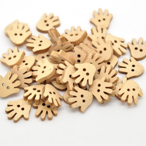 10 Wooden Buttons-hands-18 x 17 mm-Hand image 2