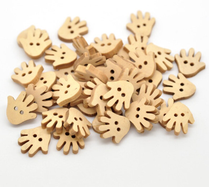 10 Wooden Buttons-hands-18 x 17 mm-Hand image 2