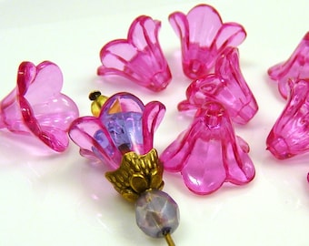 10 Acrylblumen - pink magenta transparent 14x10mm