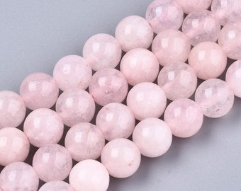 1 Strang Quarz Perlen 8mm - rosa - gefärbt - rund - Rosenquarz-Imitat
