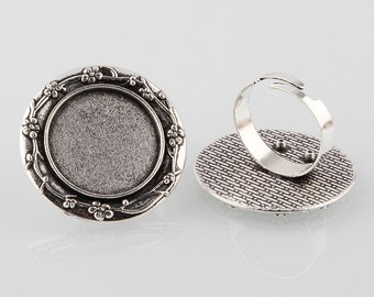 2 verzierte Ringrohlinge - 20mm - ANTIK SILBER