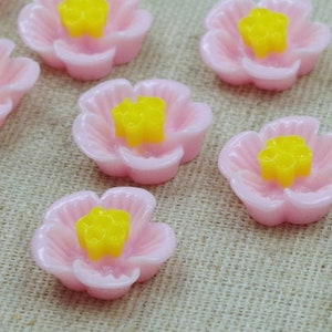 10 cabochões - dois tons - flores 16 mm ROSA amarelo