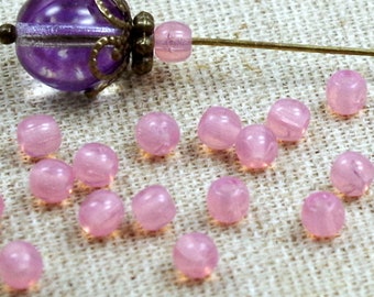 20 bohemia. MINI Glass Beads 4 mm ROSA OPAL