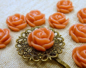 10 ROSEN Cabochons - 12mm - light coral tomate rost