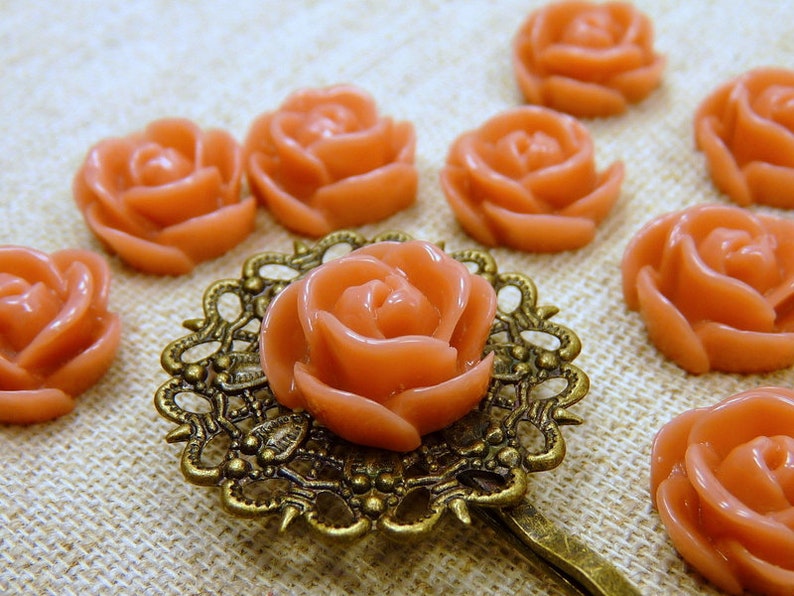 10 ROSEN Cabochons 12mm light coral tomate rost Bild 1