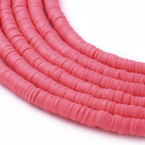 1 filo di perline Heishi - 6 mm - salmone, mancanze, rosa, rosa - perline di argilla polimerica - perline Heishi