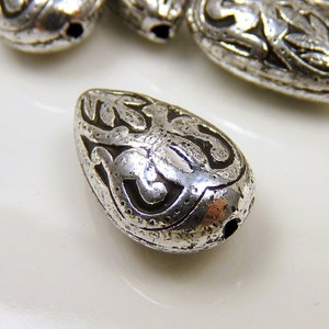 10 Tropfen, Tropfenperlen Silber Ornamenttropfen 18x11mm Perlen Bild 1