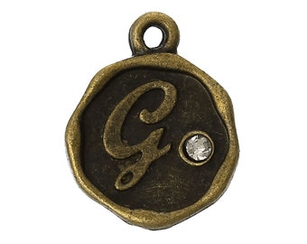 1 Anhänger Buchstabe "G" - BRONZE - rund - 10mm