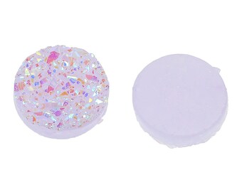 10 cabochons druzy 12 mm - lilas-AB - cristal