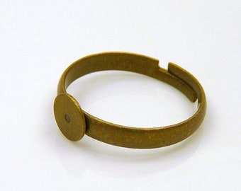 10 Ringrohlinge, BRONZE - mit  6mm Klebeplatte