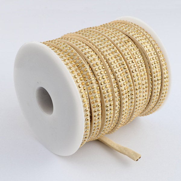 1 m (2,50EUR/meter NIETEN velour ribbon 5 mm - Cream Gold WILDLEDER