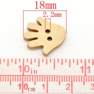 10 Wooden Buttons-hands-18 x 17 mm-Hand image 3