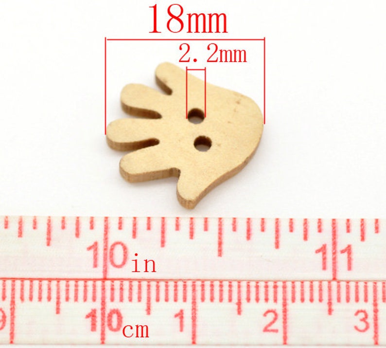 10 Wooden Buttons-hands-18 x 17 mm-Hand image 3