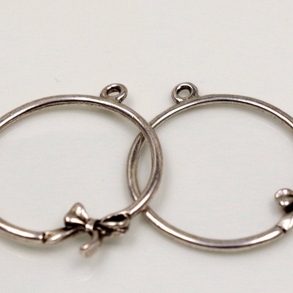 8 Pendant loop-Antique silver-hoop Earrings 29 mm
