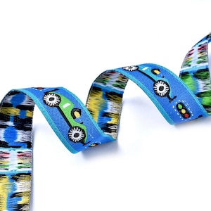 1m (2,20EUR/m) Webband - 16mm - racing cars Rennautos Autos - blau grün gelb Ampel