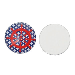 3 cabochon in VETRO 20 mm - VOLANTE - blu rosso bianco