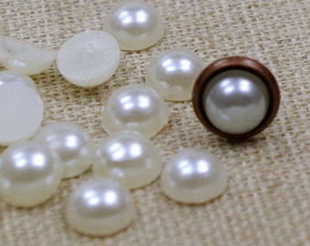 20 Cabochons-6 mm cream white beads Half Beads