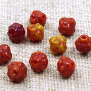 20 Bohemian glass beads mini pumpkin 6 mm rust mustard