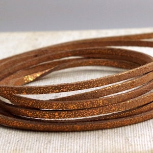 3 m (0,50EUR/1 m) NASTRO imitazione CAMOSCIO 3 mm MARRONE BRONZO metallizzato
