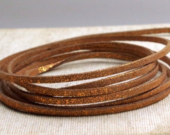 3m (0,50EUR/1m) WILDLEDERBAND Imitat 3mm  BRONZE BRAUN metallic