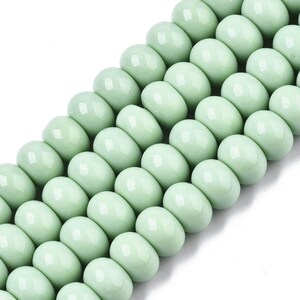 1 filo di perle di vetro rondelle - 10,5 x 7 mm - verde menta menta, verde pallido opaco - rondelle di vetro