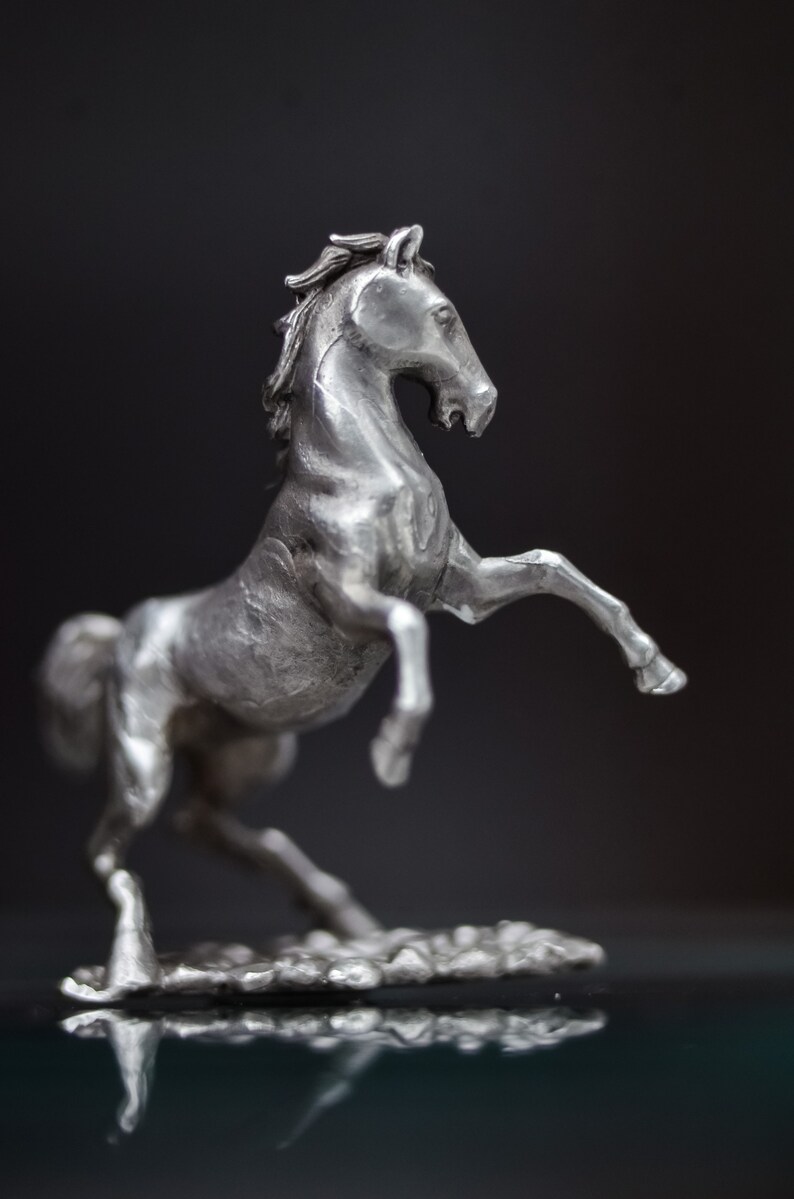 Silver horse figurine Rearing Stallion Galloping Horse Etsy