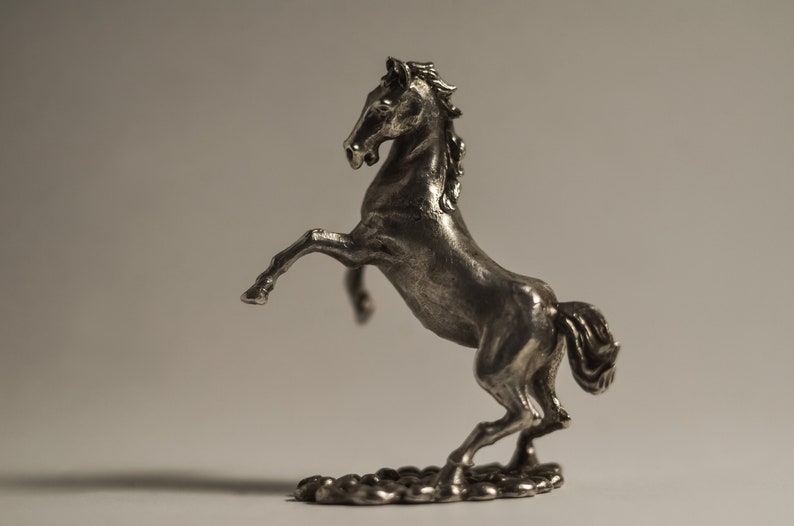 Silver horse figurine Rearing Stallion Galloping Horse Etsy