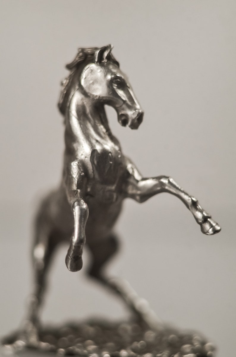 Silver horse figurine Rearing Stallion Galloping Horse Etsy
